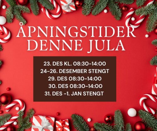 Bilde med oversikt over åpningstidene til Smådyrklinikken jula 2025