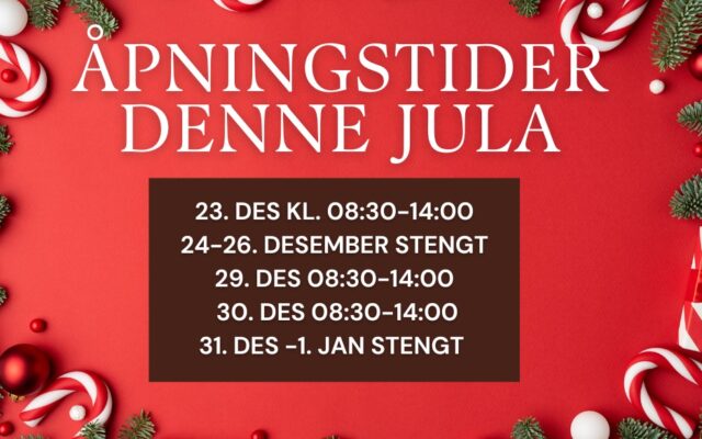 Bilde med oversikt over åpningstidene til Smådyrklinikken jula 2025